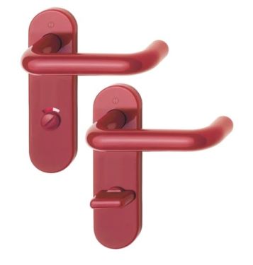 Click Here To Enlarge This Photo Of K138/353K (AR600/23-78) Hoppe Arrone Bathroom Levers 78mm Centres on Radius Plate - (Nylon) Red - 11571391