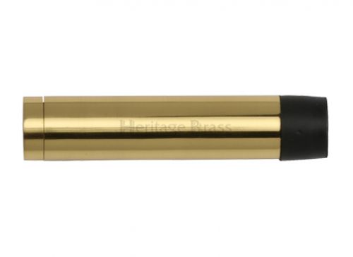 Click Here To Enlarge This Photo Of V1081 64-PB Heritage Brass Cylindrical Door Stop without Rose 64mm (75mm projection inc buffer) Polished Brass Finish