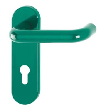 Click Here To Enlarge This Photo Of K138/353K (AR600/23-72) Hoppe Arrone Euro Profile Levers 72mm Centres on Radius Plate - (Nylon) Green - 11570052