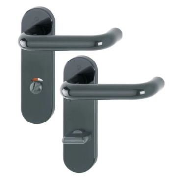Click Here To Enlarge This Photo Of K138/353K (AR600/23-78) Hoppe Arrone Bathroom Levers 78mm Centres on Radius Plate - (Nylon) Anthracite Grey - 11571385