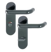 K138/353K (AR600/23-78) Hoppe Arrone Bathroom Levers 78mm Centres on Radius Plate - (Nylon) Anthracite Grey - 11571385