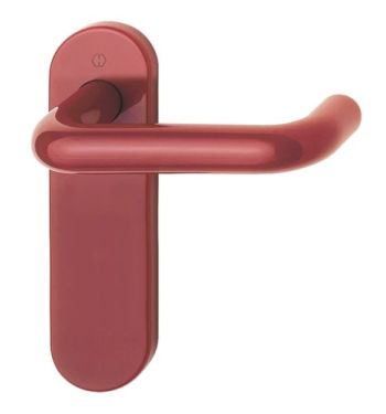 Click Here To Enlarge This Photo Of K138/353K (AR600/21) Hoppe Arrone Latch Levers on Radius Plate - (Nylon) Red - 8566290