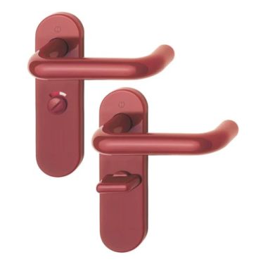 Click Here To Enlarge This Photo Of K138/353K (AR600/25) Hoppe Arrone Bathroom Levers 57mm Centres on Radius Plate - (Nylon) Red - 8566612