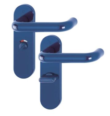 Click Here To Enlarge This Photo Of K138/353K (AR600/25) Hoppe Arrone Bathroom Levers 57mm Centres on Radius Plate - (Nylon) Cobalt Blue - 8566633