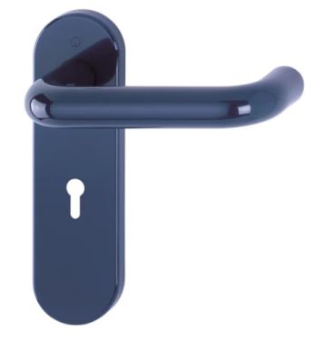 Click Here To Enlarge This Photo Of K138/353K (AR600/22) Hoppe Arrone Lock Levers 57mm Centres on Radius Plate - (Nylon) Midnight Blue - 8566409