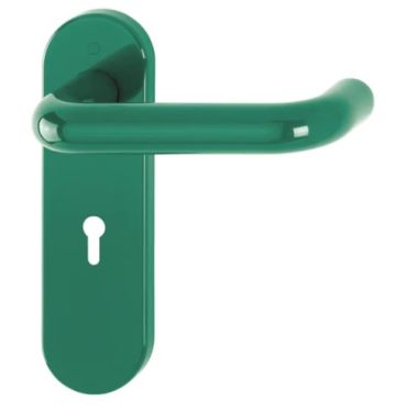 Click Here To Enlarge This Photo Of K138/353K (AR600/22) Hoppe Arrone Lock Levers 57mm Centres on Radius Plate - (Nylon) Green - 8566416
