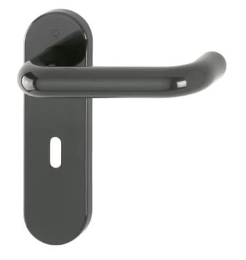 Click Here To Enlarge This Photo Of K138/353K (AR600/22) Hoppe Arrone Lock Levers 57mm Centres on Radius Plate - (Nylon) Anthracite Grey - 87133242
