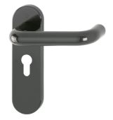 K138/353K (AR600/23) Hoppe Arrone Euro Profile Levers 47.6mm Centres on Radius Plate - (Nylon) Anthracite Grey - 87134546