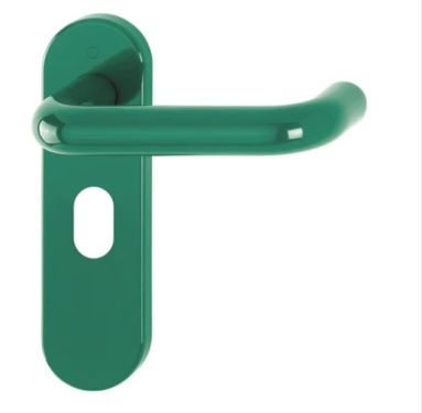 Click Here To Enlarge This Photo Of K138/353K (AR600/24) Hoppe Arrone Oval Profile Levers 48.5mm Centres on Radius Plate - (Nylon) Green - 8566570