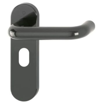 Click Here To Enlarge This Photo Of K138/353K (AR600/24) Hoppe Arrone Oval Profile Levers 48.5mm Centres on Radius Plate - (Nylon) Anthracite Grey - 87134553