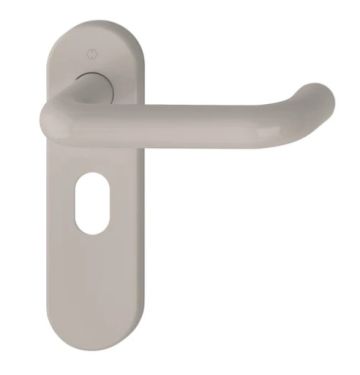Click Here To Enlarge This Photo Of K138/353K (AR600/24) Hoppe Arrone Oval Profile Levers 48.5mm Centres on Radius Plate - (Nylon) Dove Grey - 8566577