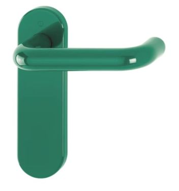 Click Here To Enlarge This Photo Of K138/353K (AR600/21) Hoppe Arrone Latch Levers on Radius Plate - (Nylon) Green - 8566325