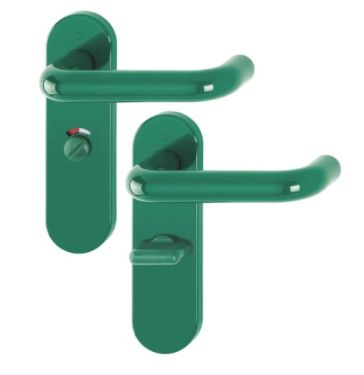 Click Here To Enlarge This Photo Of K138/353K (AR600/25) Hoppe Arrone Bathroom Levers 57mm Centres on Radius Plate - (Nylon) Green - 8566647