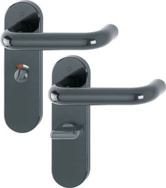 Click Here To Enlarge This Photo Of K138/353K (AR600/25) Hoppe Arrone Bathroom Levers 57mm Centres on Radius Plate - (Nylon) Anthracite Grey - 11569682