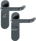 K138/353K (AR600/25) Hoppe Arrone Bathroom Levers 57mm Centres on Radius Plate - (Nylon) Anthracite Grey - 11569682