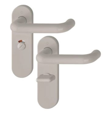 Click Here To Enlarge This Photo Of K138/353K (AR600/25) Hoppe Arrone Bathroom Levers 57mm Centres on Radius Plate - (Nylon) Dove Grey - 8566654