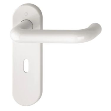 Click Here To Enlarge This Photo Of K138/353K (AR600/22) Hoppe Arrone Lock Levers 57mm Centres on Radius Plate - (Nylon) Diamond White - 8566451
