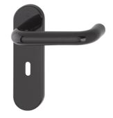 K138/353K (AR600/22) Hoppe Arrone Lock Levers 57mm Centres on Radius Plate - (Nylon) Black - 8566444