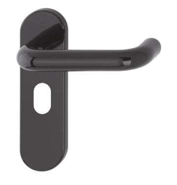 Click Here To Enlarge This Photo Of K138/353K (AR600/24) Hoppe Arrone Oval Profile Levers 48.5mm Centres on Radius Plate - (Nylon) Black - 8566598