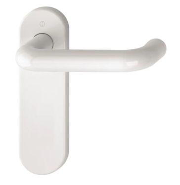 Click Here To Enlarge This Photo Of K138/353K (AR600/21) Hoppe Arrone Latch Levers on Radius Plate - (Nylon) Diamond White - 8566360
