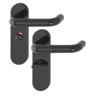 Click Here To Enlarge This Photo Of K138/353K (AR600/25) Hoppe Arrone Bathroom Levers 57mm Centres on Radius Plate - (Nylon) Black - 8566675