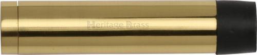 Click Here To Enlarge This Photo Of V1081 76-PB Heritage Brass Cylindrical Door Stop without Rose 76mm  (87mm projection inc buffer) Polished Brass Finish
