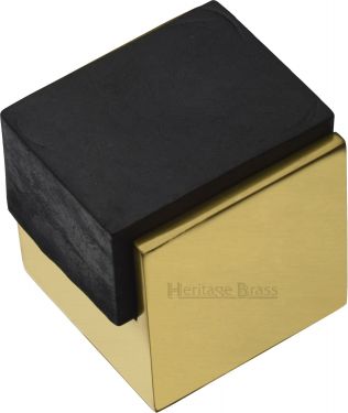 Click Here To Enlarge This Photo Of V1082-PB Heritage Brass Door Stop Square Floor Mounted Design Polished Brass Finish