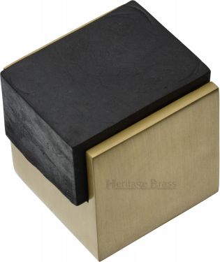 Click Here To Enlarge This Photo Of V1082-SB Heritage Brass Door Stop Square Floor Mounted Design Satin Brass Finish