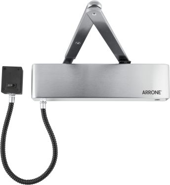 Click Here To Enlarge This Photo Of AR1998-L-SSS/SSS Hoppe Arrone EN.4 Electro-Magnetic Hold Open/Swing Free Overhead Door Closer - Satin Stainless Steel (87132277)