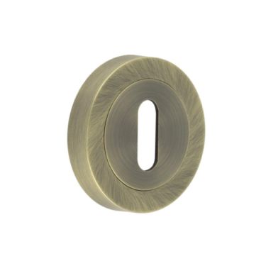 Click Here To Enlarge This Photo Of JV503AB Frelan Hardware Jedo Antique Brass Standard Key Escutcheon