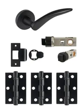 Click Here To Enlarge This Photo Of JTDP71715 Jigtech Matt Black 'Vecta' Passage Door Pack (57mm Backset and 3" Hinges)