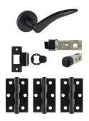 JTDP71715 Jigtech Matt Black 'Vecta' Passage Door Pack (57mm Backset and 3" Hinges)