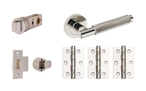 Click Here To Enlarge This Photo Of JTDP71810 Jigtech Polished Chrome 'Textura' Passage Door Pack (57mm Backset and 3" Hinges)