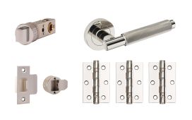 JTDP71810 Jigtech Polished Chrome 'Textura' Passage Door Pack (57mm Backset and 3" Hinges)