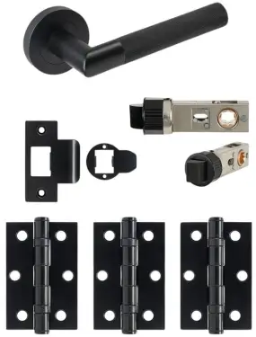 Click Here To Enlarge This Photo Of JTDP71905 Jigtech Matt Black 'Tactil' Passage Door Pack (57mm Backset and 3" Hinges)
