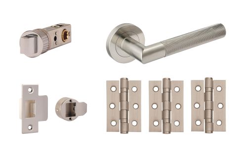 Click Here To Enlarge This Photo Of JTDP71915 Jigtech Satin Nickel 'Tactil' Passage Door Pack (57mm Backset and 3" Hinges)