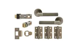 JTDP81900 Jigtech Matt Antique Brass 'Tactil' Privacy Door Pack (57mm Backset and 3" Hinges)