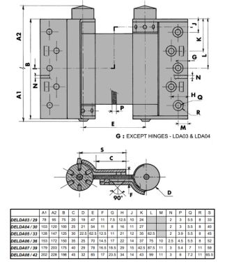 Click Here To Enlarge This Photo Of LDA08-EI60 GROOM Liobex 60 Minute Fire Rated 8" Silver Double Action Spring Hinges c/w Intumescent (Suited for 35-55mm thick doors)