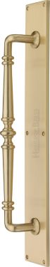 Click Here To Enlarge This Photo Of V1165-SB Heritage Brass Door Pull Handle on Plate Avon Design Satin Brass finish