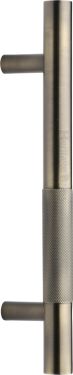 Click Here To Enlarge This Photo Of V1365 305-AT Heritage Brass Door Pull Handle Bar Knurled Design 305mm Antique Brass Finish