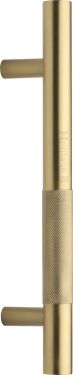 Click Here To Enlarge This Photo Of V1365 305-SB Heritage Brass Door Pull Handle Bar Knurled Design 305mm Satin Brass Finish