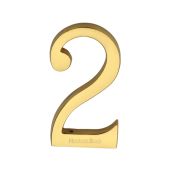 C1564 2-ULB Heritage Brass Numeral 2 Concealed Fix 76mm (3") Unlacquered Brass