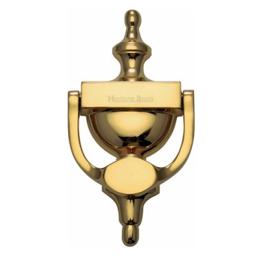 Click Here To Enlarge This Photo Of V910 195-ULB Heritage Brass Urn Knocker 7 1/4" Unlacquered Brass finish