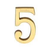 C1564 5-PB Heritage Brass Numeral 5 Concealed Fix 76mm (3") Polished Brass finish