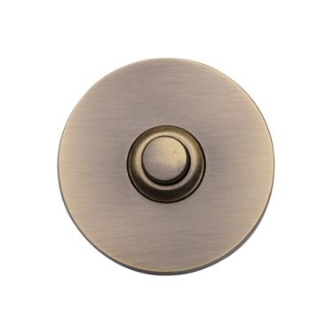 Click Here To Enlarge This Photo Of V1184-AT Heritage Brass Round Bell Push 53mm Antique Brass finish