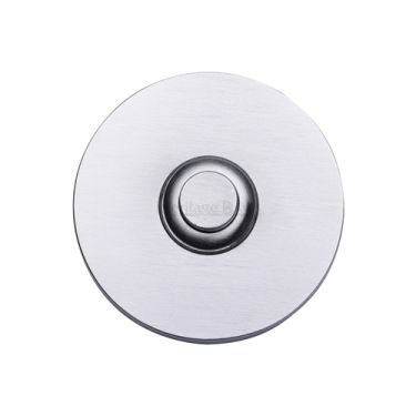 Click Here To Enlarge This Photo Of V1184-SC Heritage Brass Round Bell Push 53mm Satin Chrome finish