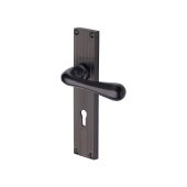 RR3000-MB Heritage Brass Charlbury Reeded Backplate Lever Lock Matt Bronze finish