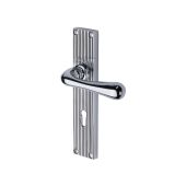 RR3000-PC Heritage Brass Charlbury Reeded Backplate Lever Lock Polished Chrome finish