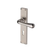 RR3000-SN Heritage Brass Charlbury Reeded Backplate Lever Lock Satin Nickel finish