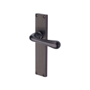 Click Here To Enlarge This Photo Of RR3010-MB Heritage Brass Charlbury Reeded Backplate Lever Latch Matt Bronze finish
